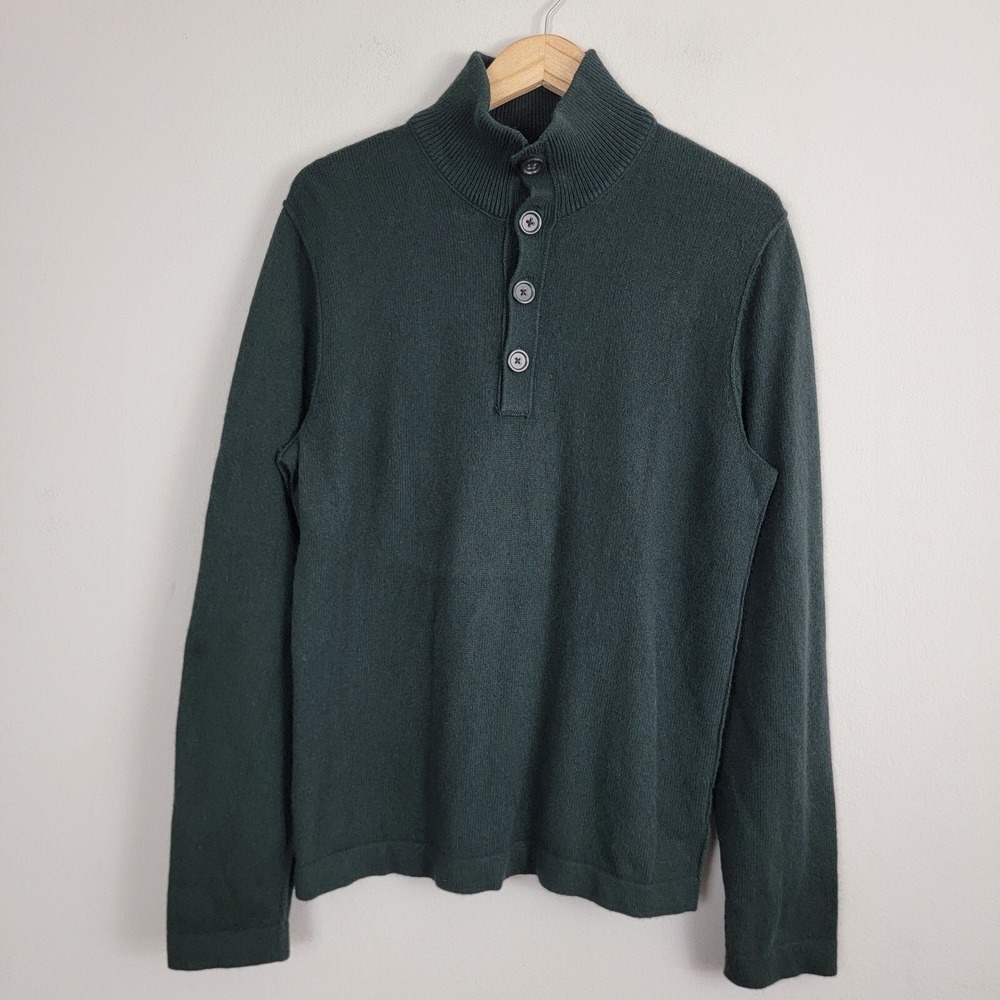 Banana Republic Knit‎ Mock Neck Sweater Mens M Green Long Sleeve Luxury Blend
